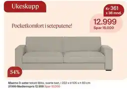 Møbelringen Maemo 3-seter, Medlemspris tilbud