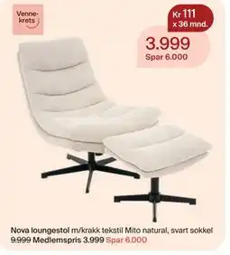 Møbelringen Nova loungestol, Medlemspris tilbud