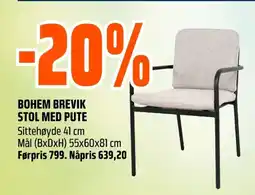 Coop Obs Bohem brevik stol med pute tilbud