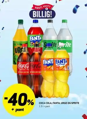 COCA COLA, FANTA, URGE OG SPRITE
