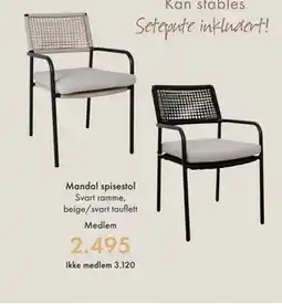 Fagmøbler Mandal spisestol tilbud