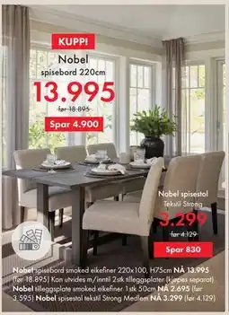 Fagmøbler Nobel spisestol, Medlemspris tilbud