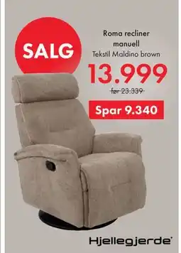 Fagmøbler Roma recliner manuell tilbud