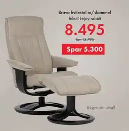 Fagmøbler Bravo hvilestol m/skammel tilbud