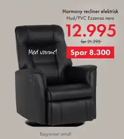 Fagmøbler Harmony recliner elektrisk Hud/PVC Ezzensa nero tilbud