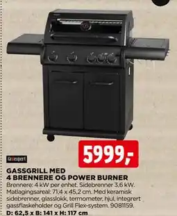 jem & fix GASSGRILL MED 4 BRENNERE OG POWER BURNER tilbud