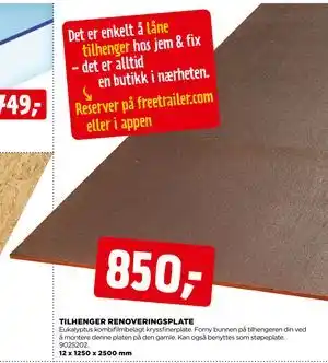 jem & fix TILHENGER RENOVERINGSPLATE tilbud