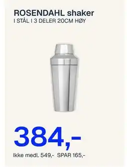 Jernia ROSENDAHL shaker tilbud