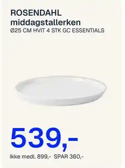 Jernia ROSENDAHL middagstallerken tilbud
