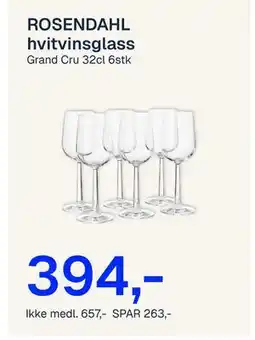 Jernia ROSENDAHL hvitvinsglass tilbud