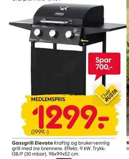 Rusta Gassgrill Elevate, Medlemspris tilbud