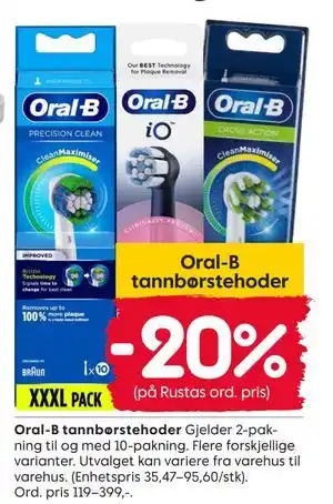 Rusta Oral-B tannbørstehoder tilbud