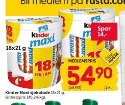 Rusta Kinder Maxi sjokolade, Medlemspris tilbud