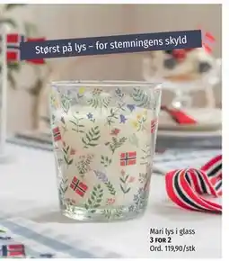 Nille Mari lys i glass tilbud