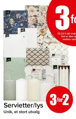 Spar Servietter/lys tilbud