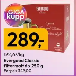 Gigaboks Evergood Classic filtermalt 6 x 250 g tilbud