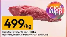 Gigaboks Indrefilet av storfe ca. 1–1,8 kg tilbud