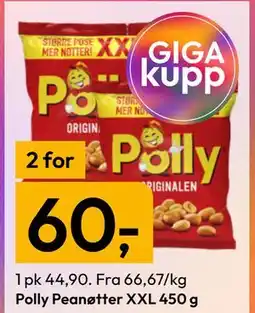 Gigaboks Polly Peanøtter XXL 450 g tilbud