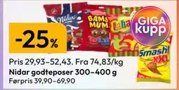 Gigaboks Nidar godteposer 300–400 g tilbud