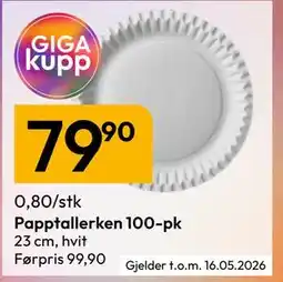 Gigaboks Papptallerken 100-pk tilbud