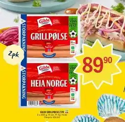 Coop Prix GILDE GRILLPØLSE 2 PK tilbud