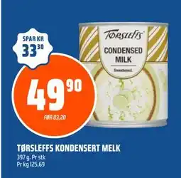 Coop Obs TØRSLEFFS KONDENSERT MELK tilbud