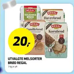 Bunnpris UTVALGTE MELSORTER BRØD REGAL tilbud