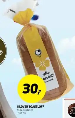 Bunnpris KLØVER TOASTLOFF tilbud