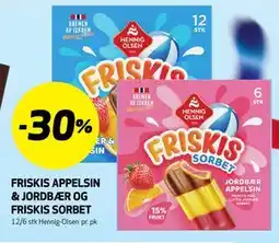 Bunnpris FRISKIS APPELSIN & JORDBÆR OG FRISKIS SORBET tilbud
