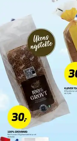Bunnpris 100% GROVBROD tilbud