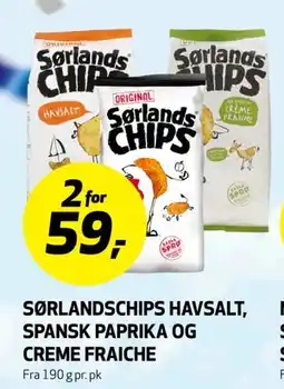 Bunnpris SØRLANDSCHIPS HAVSALT, SPANSK PAPRIKA OG CREME FRAICHE tilbud