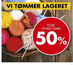 Sparkjøp STORT UTVALG GARN 50% tilbud
