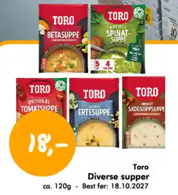 Havaristen Toro Diverse supper tilbud