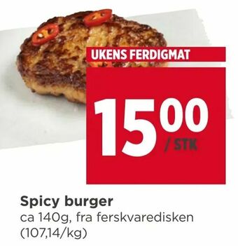 Meny Spicy burger tilbud