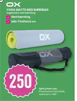 Sport Outlet YOGA MATTE MED BÆREBAG tilbud