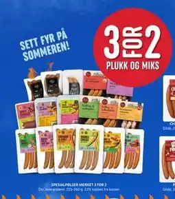 Rema 1000 SPESIALPØLSER MERKET 3 FOR 2 tilbud