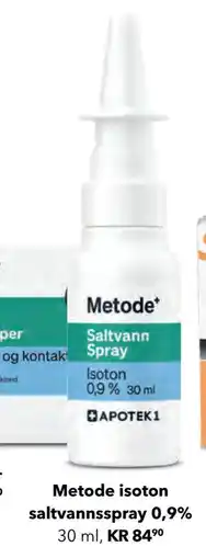 Apotek 1 Metode isoton saltvannsspray 0,9% tilbud