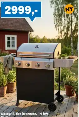 Biltema Gassgrill, fire brennere, 14 kW tilbud