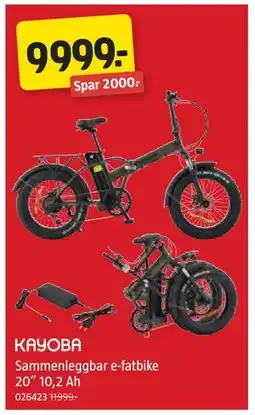 Jula Sammenleggbar e-fatbike 20” 10,2 Ah tilbud