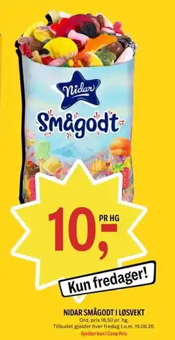 Coop Prix NIDAR SMÅGODT I LØSVEKT tilbud