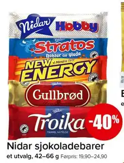 Spar Nidar sjokoladebarer tilbud