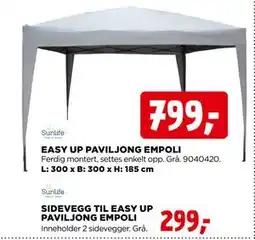 jem & fix SIDEVEGG TIL EASY UP PAVILJONG EMPOLI tilbud