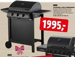 jem & fix GASSGRILL MED 3 BRENNERE tilbud