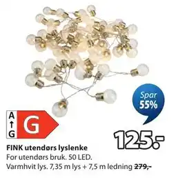 JYSK FINK utendørs lyslenke tilbud