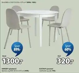 JYSK KIRKEBY spisebord tilbud