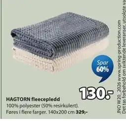 JYSK HAGTORN fleecepledd tilbud