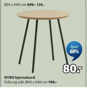 JYSK NYBO hjørnebord tilbud
