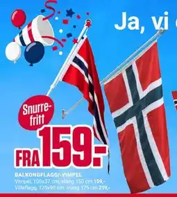 Europris BALKONGFLAGG/-VIMPEL tilbud