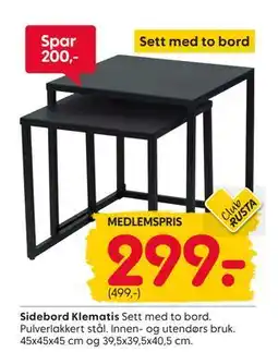 Rusta Sidebord Klematis, Medlemspris tilbud
