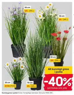 Rusta Alt kunstigt gress i potte tilbud